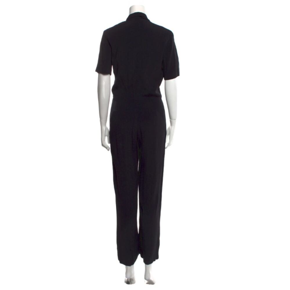 SANDRO Women’s Wide Leg Tuxedo Jumpsuit with Fringed Scarf Detail - Picture 4 of 4